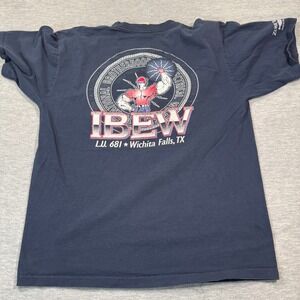 VTG Alore Shirt Men XL Navy Blue IBEW Local 681 Wichita Falls TX Pocket Tee 90s